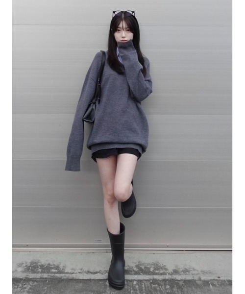 美品FRAY I.Dフレイ アイディーレイヤードシャツカラーウールワンピース レイヤードシャツカラーウールワンピース(ニットワンピース