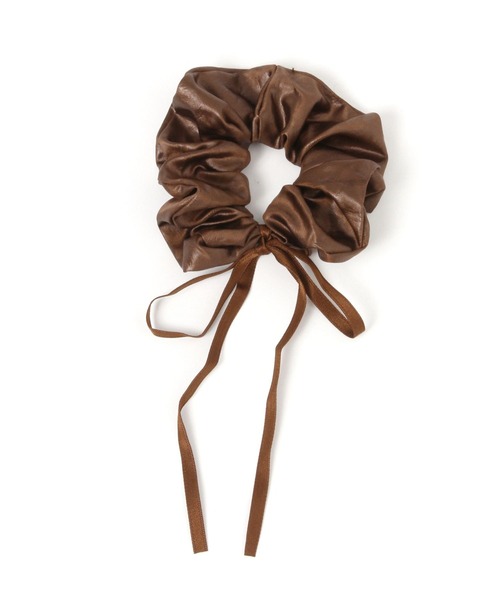 LAKOLE（ラコレ） シュシュ レザー調ロングリボンシュシュ / 607765