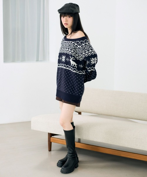 Heather（ヘザー） ニット セーター トナカイ柄ノルディックニット
