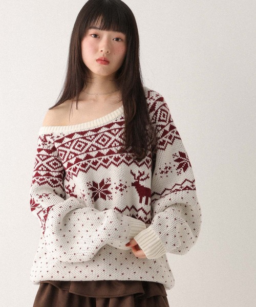【GARULA】トナカイ柄 ニットベスト Heather（ヘザー） ニット セーター トナカイ柄ノルディックニット