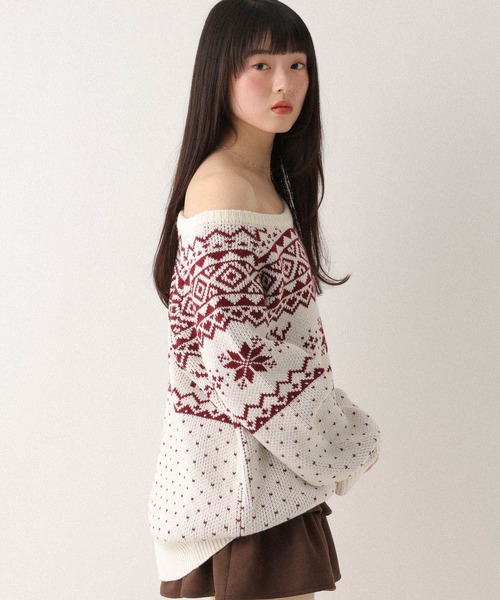 Heather（ヘザー） ニット セーター トナカイ柄ノルディックニット