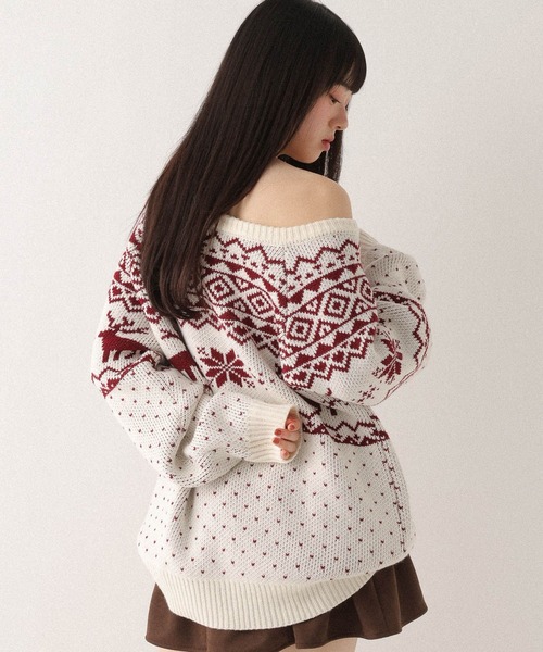 Heather（ヘザー） ニット セーター トナカイ柄ノルディックニット