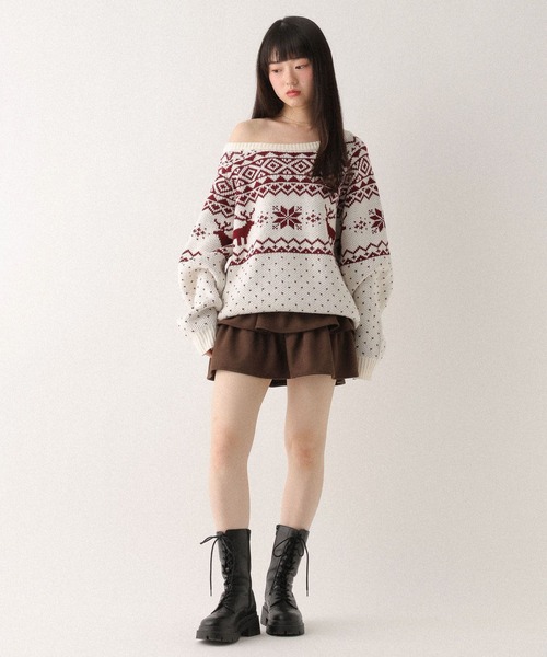 Heather（ヘザー） ニット セーター トナカイ柄ノルディックニット