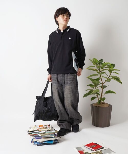 「FFEIN」 長袖ポロシャツ SMALL ネイビー メンズ_画像2