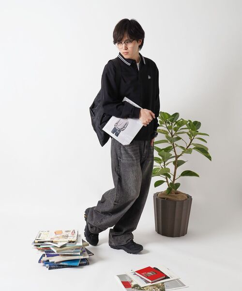 「FFEIN」 長袖ポロシャツ SMALL ネイビー メンズ_画像3