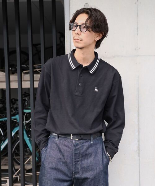 「FFEIN」 長袖ポロシャツ SMALL ネイビー メンズ_画像5