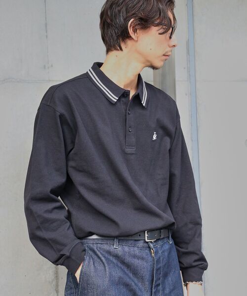 「FFEIN」 長袖ポロシャツ SMALL ネイビー メンズ_画像8