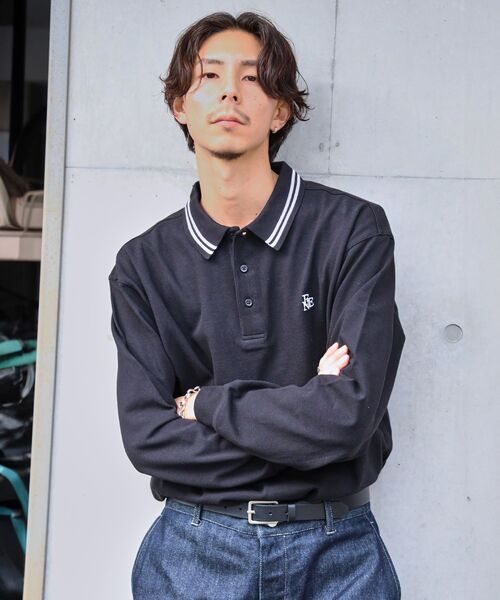 「FFEIN」 長袖ポロシャツ SMALL ネイビー メンズ_画像9
