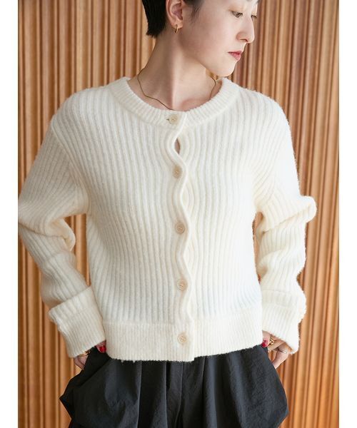 emmi カーディガン ブラッシュドアンサンブルニット レディース