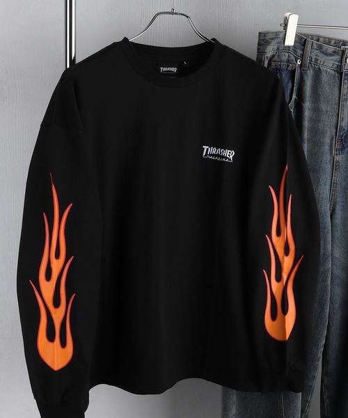 THRASHER（スラッシャー） tシャツ ワンポイント刺繍 袖ロゴプリント