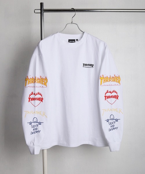 THRASHER(スラッシャー) tシャツ ワンポイント刺繍 袖ロゴプリント THRASHER(スラッシャー) tシャツ ワンポイント刺繍 袖ロゴプリント