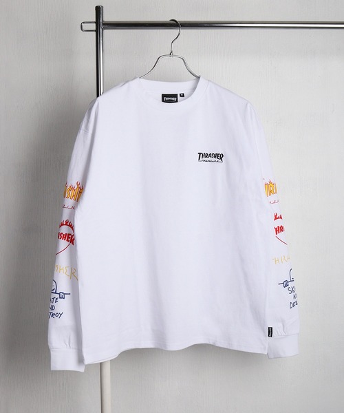 THRASHER（スラッシャー） tシャツ ワンポイント刺繍 袖ロゴプリント