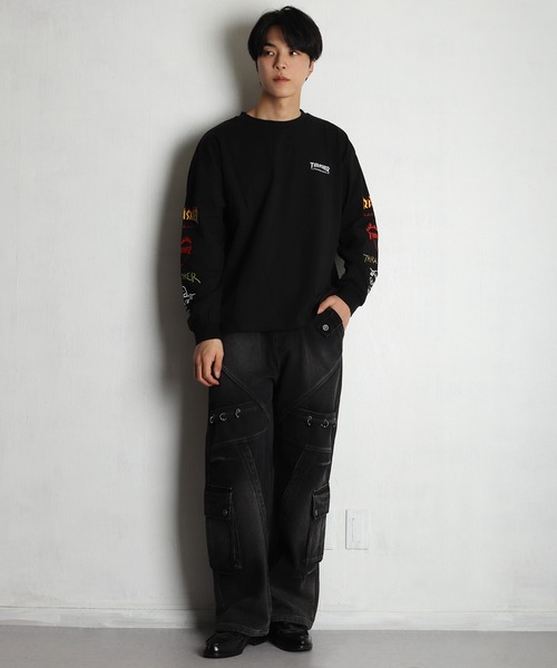THRASHER（スラッシャー） tシャツ ワンポイント刺繍 袖ロゴプリント