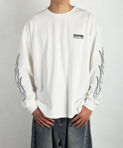 THRASHER（スラッシャー） tシャツ ワンポイント刺繍 袖ロゴプリント
