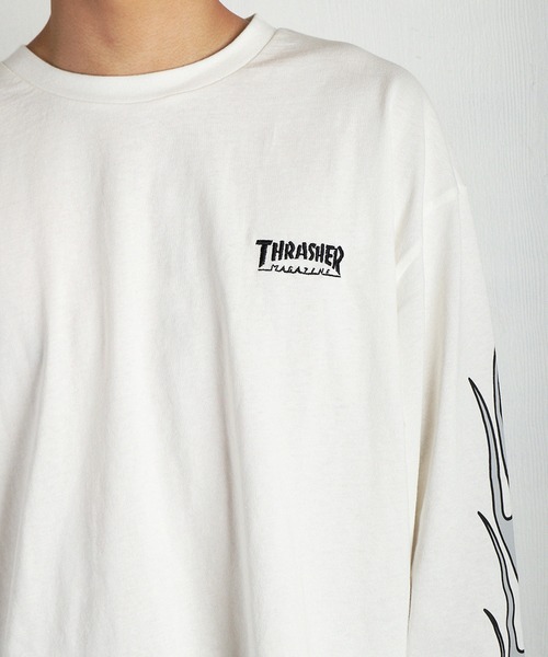 THRASHER（スラッシャー） tシャツ ワンポイント刺繍 袖ロゴプリント