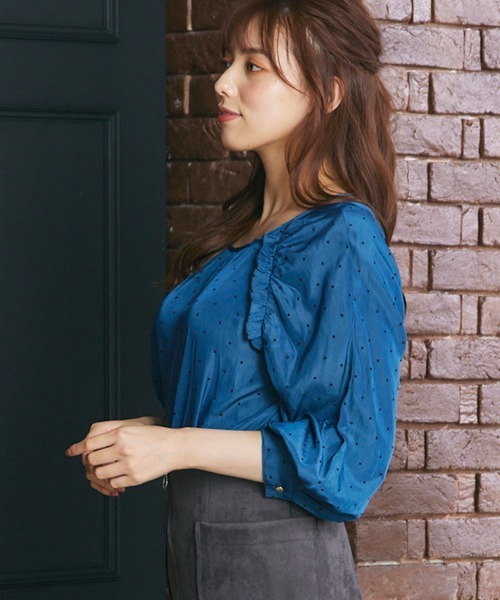 「12Twelve Agenda」 7分袖ブラウス M ネイビー レディース_画像5
