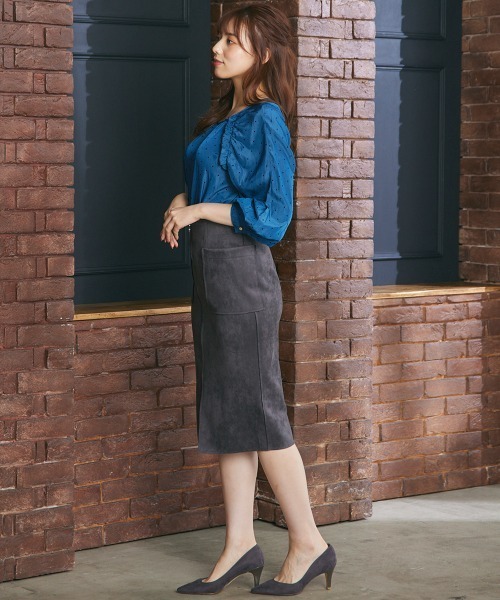 「12Twelve Agenda」 7分袖ブラウス M ネイビー レディース_画像6