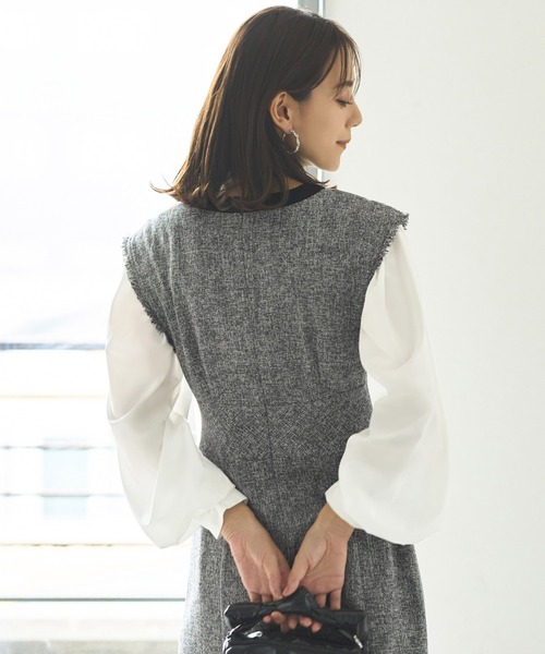 「RUIRUE BOUTIQUE」 長袖ワンピース 3L ブラック レディース_画像2