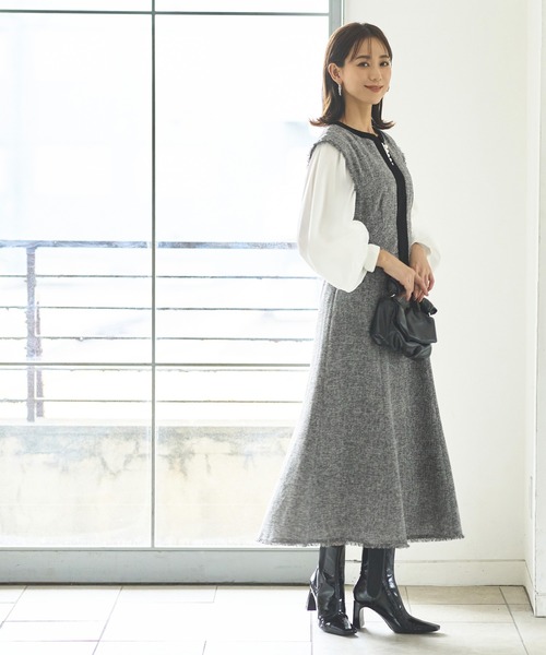 「RUIRUE BOUTIQUE」 長袖ワンピース 3L ブラック レディース_画像3