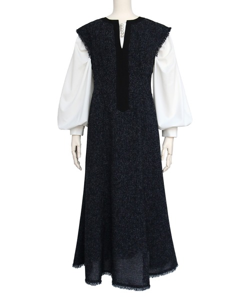 「RUIRUE BOUTIQUE」 長袖ワンピース 3L ブラック レディース_画像4