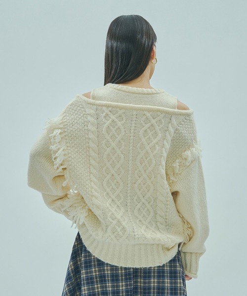 美品！スローブイエナ.ローズバッド.debydebo.ニット.フリンジ ROSE BUD（ローズバッド） ニット セーター バイカラーフリンジニット
