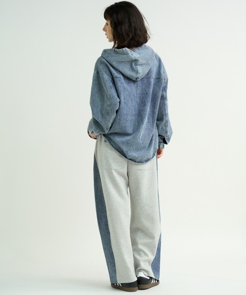 A.D.C.L. ブラウス シャツ フーデッド デニム ビッグシャツ レディース 