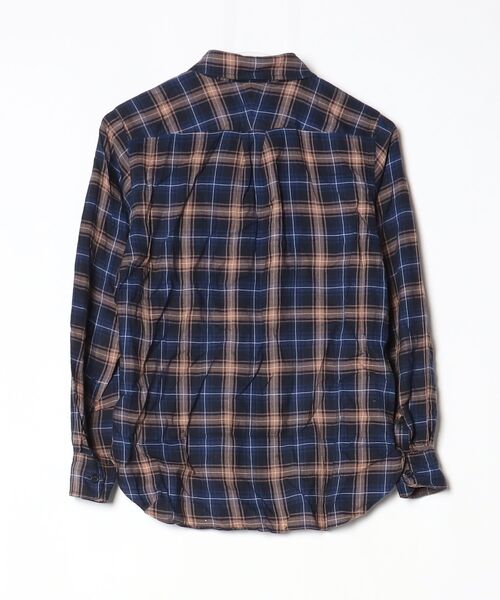 「Merceria Dressterior」 チェック柄長袖シャツ 36 ネイビー レディース_画像2