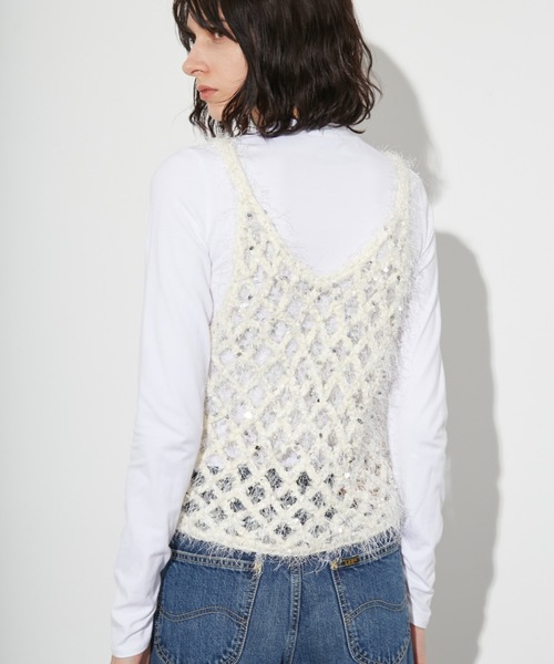 「styling/」 キャミソールニット FREE ブラック レディース_画像6