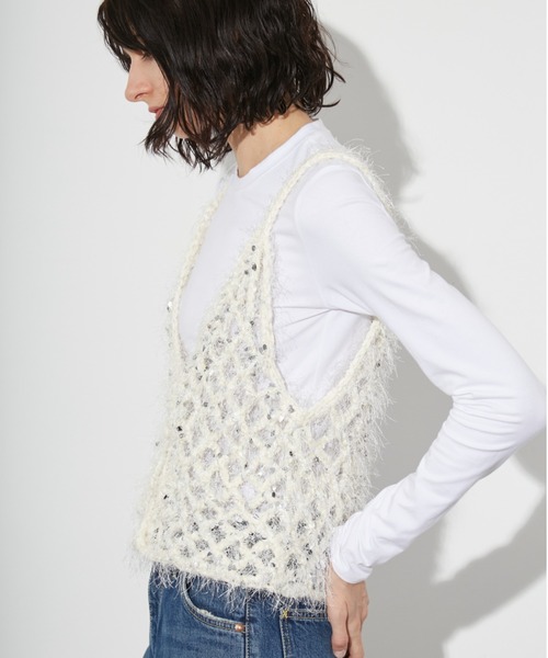 「styling/」 キャミソールニット FREE ブラック レディース_画像7