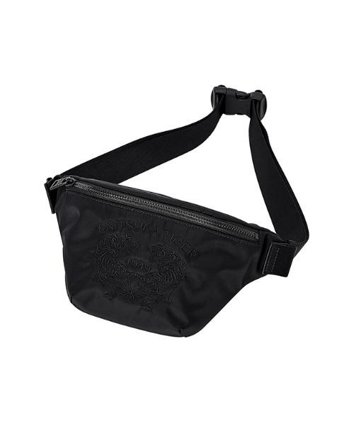 中古美品限定品onitsukatigerオニツカタイガーウエストボディーバッグ黒 Onitsuka Tiger（オニツカタイガー） ウエストバッグ OS ブラック