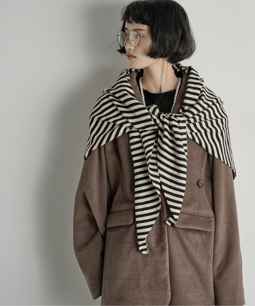 「THE YOn」 ストール FREE ホワイト×ブラック レディース_画像3