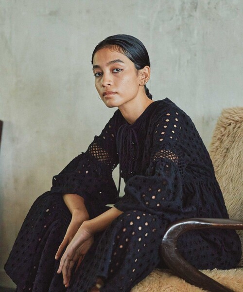 「Freada」 長袖ワンピース フリ- オフホワイト レディース_画像6