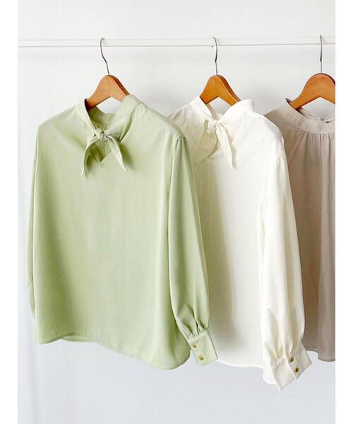 「Te chichi TERRASSE」 長袖ブラウス フリ- ミント レディース_画像4