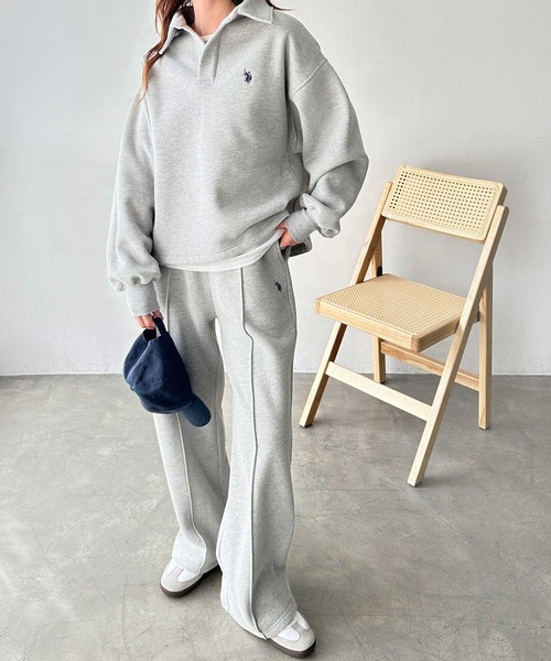 「U.S. POLO ASSN.」 スウェットカットソー MEDIUM 杢グレー レディース_画像2