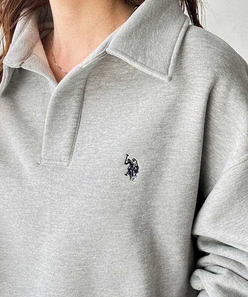 「U.S. POLO ASSN.」 スウェットカットソー MEDIUM 杢グレー レディース_画像4