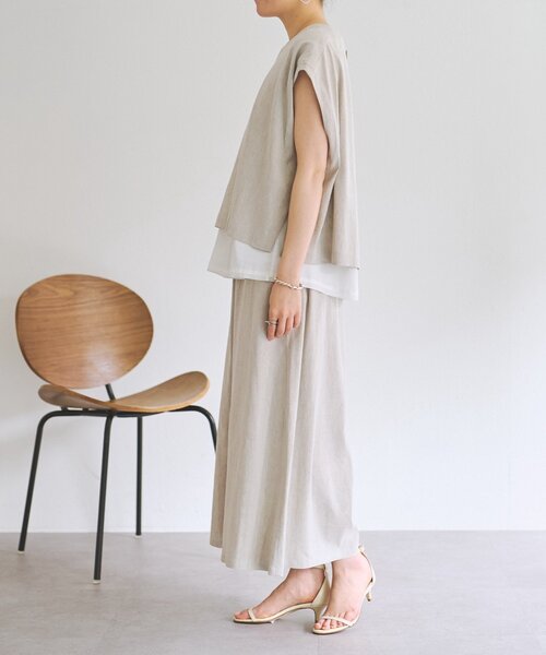 BEARDSLEY（ビアズリー） パンツ リネンウエストリブキュロット