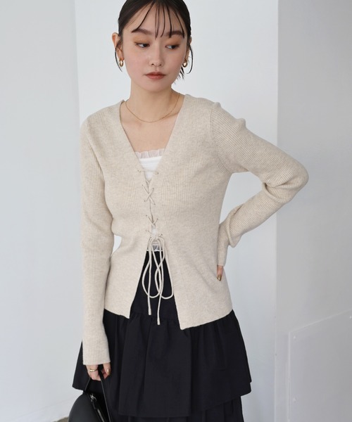 「Freesia by andme」 長袖ニット L ライトベージュ レディース_画像8