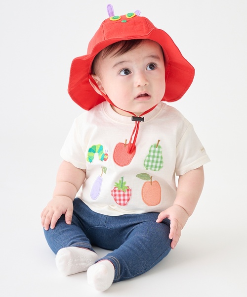 petit main ベビー 「はらぺこあおむし」フルーツアップリケ半袖T 