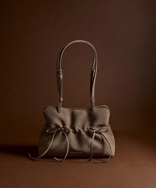 CHARLES & KEITH リース ルーシュド ボウ ショルダーバッグ CHARLES ＆ KEITH（チャールズ&キース） ショルダーバッグ バッグ