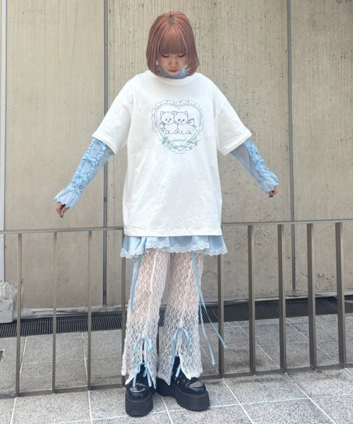 「Candy Stripper」 半袖Tシャツ FREE ライトブルー レディース_画像8