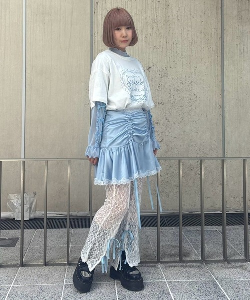 「Candy Stripper」 半袖Tシャツ FREE ライトブルー レディース_画像9