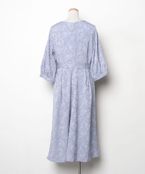 「DRESS PLUS」 7分袖ワンピース X-LARGE ブルーグレー レディース_画像2