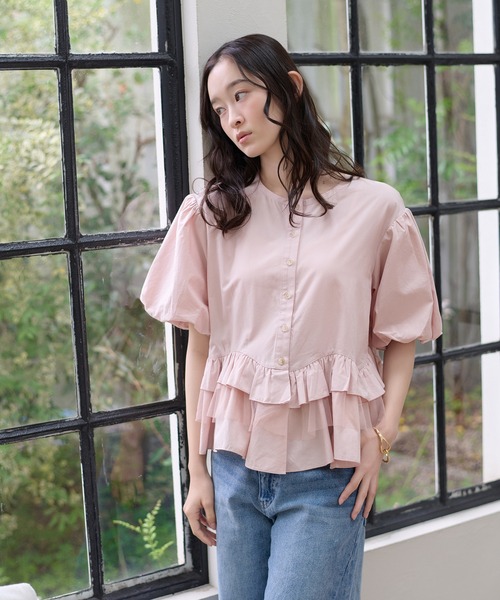 「apres jour clair」 半袖ブラウス フリー ブルー レディース_画像2