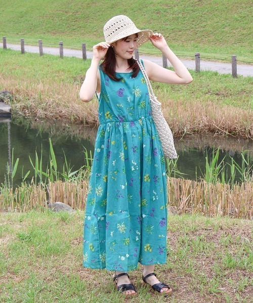 Bleu Bleuet（ブルーブルーエ） ワンピース 袖なし総柄ワンピースNO3