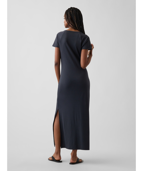 GAP モダンリブGAPロゴマキシワンピース GAP（ギャップ） ワンピース 半袖 モダンリブ GAPロゴ マキシ
