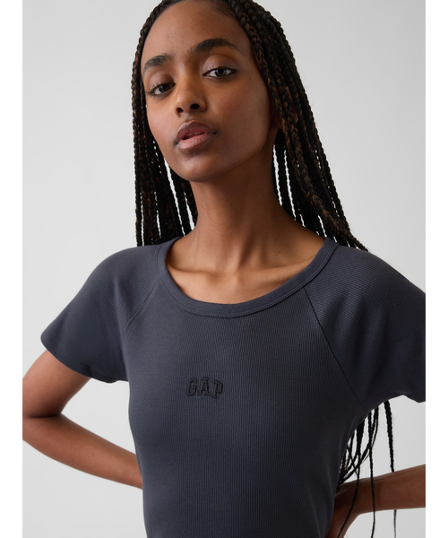GAP（ギャップ） ワンピース 半袖 モダンリブ GAPロゴ マキシ