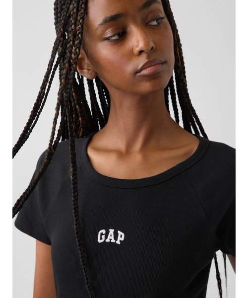 GAP（ギャップ） ワンピース 半袖 モダンリブ GAPロゴ マキシ