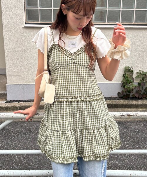 w closet（ダブルクローゼット） ワンピース チェックティアードミニ