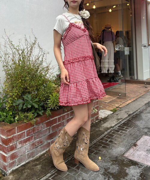 w closet（ダブルクローゼット） ワンピース チェックティアードミニ