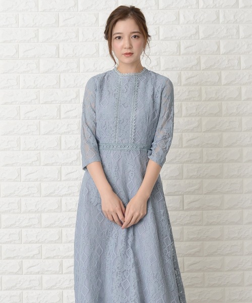 におきまし ドレス 七分袖総レースミモレ丈ワンピース ドレス Zozotown Paypayモール店